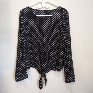 George XL Black/Pattern Blouse with Slit Sleeves